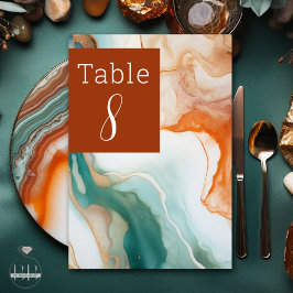 Tarjeta De Mesa Elegante Resumen moderno Agate Terracotta