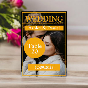 Tarjeta De Mesa Elegante revista cubierta Boda de fotografía amari