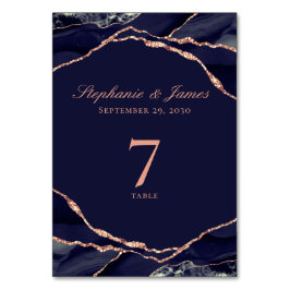 Tarjeta De Mesa Elegante Rosa azul de la Marina Relieve metalizado