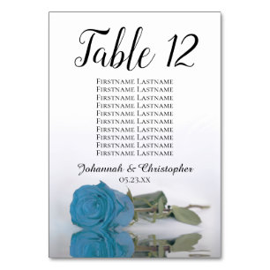 Tarjeta De Mesa Elegante Rosa azul turquesa Boda