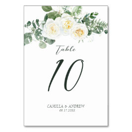 Tarjeta De Mesa Elegante Rosa Blanca Eucalyptus Boda Floral