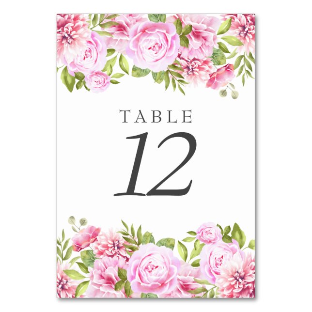 Tarjeta De Mesa Elegante Rosa Claro Flor de Peonía Chic (Reverso)
