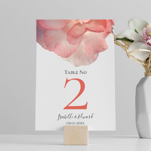 Tarjeta De Mesa Elegante Rosa Coral Floral Boda