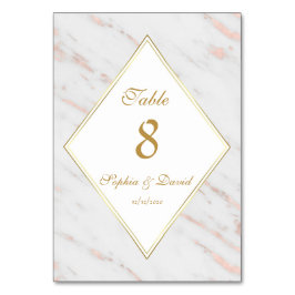 Tarjeta De Mesa Elegante Rosa de diamantes Boda de mármol de oro