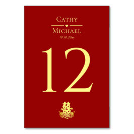 Tarjeta De Mesa Elegante rosa de felicidad doble boda chino