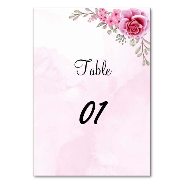 Tarjeta De Mesa Elegante Rosa Flor Boda personalizado (Anverso)