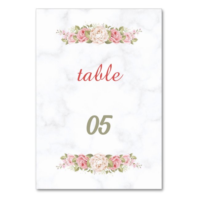 Tarjeta De Mesa Elegante Rosa Flor Boda personalizado (Anverso)