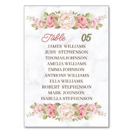 Tarjeta De Mesa Elegante Rosa Flores Boda personalizado