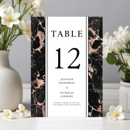 Tarjeta De Mesa Elegante Rosa negro Boda de mármol de oro