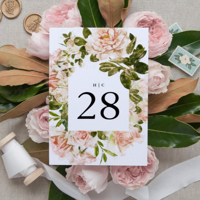 Tarjeta De Mesa Elegante Rosa Romance Boda números de tabla (Subido por el creador)