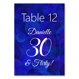 Tarjeta De Mesa Elegante Royal Blue 30 y Fiesta de Cumpleaños