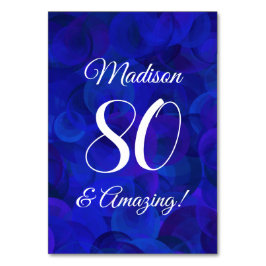 Tarjeta De Mesa Elegante Royal Blue 80 y asombrosa fiesta de cumpl