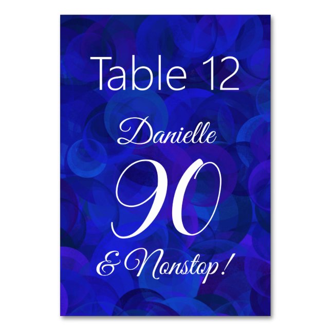 Tarjeta De Mesa Elegante Royal Blue 90 y fiesta ininterrumpida de  (Anverso)
