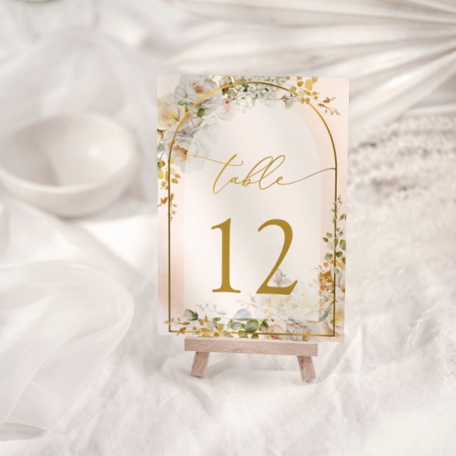 Tarjeta De Mesa Elegante Rubor Floral Boda Bridal Table Number (Subido por el creador)