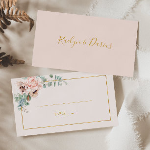 Tarjeta De Mesa Elegante Rubor Floral Boda plano pastoral