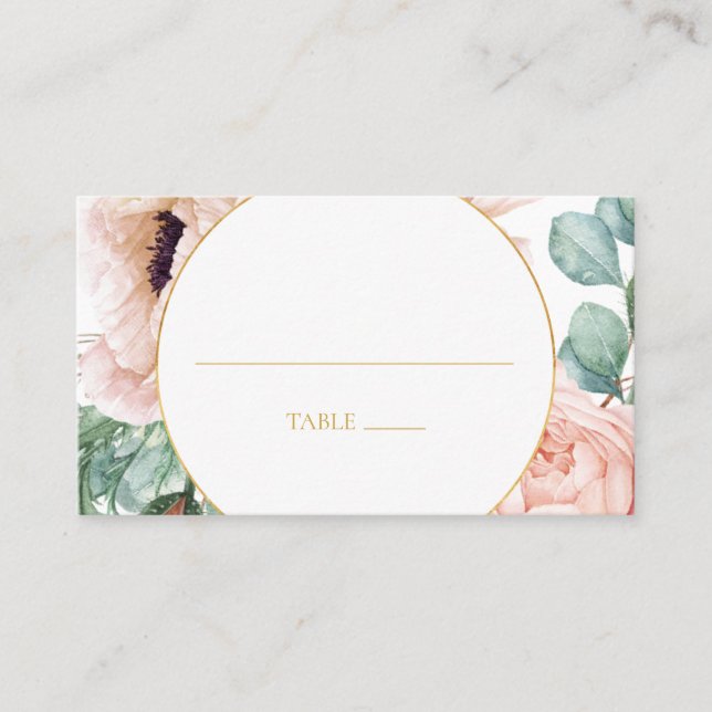 Tarjeta De Mesa Elegante Rubor Floral Garden | Boda plano (Anverso)