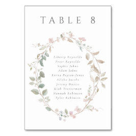 Tarjeta De Mesa Elegante Rubor Floral Wreath Boda