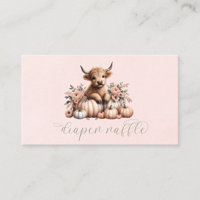 Tarjeta De Mesa Elegante Rubor Pink Highland Cow floral (Anverso)