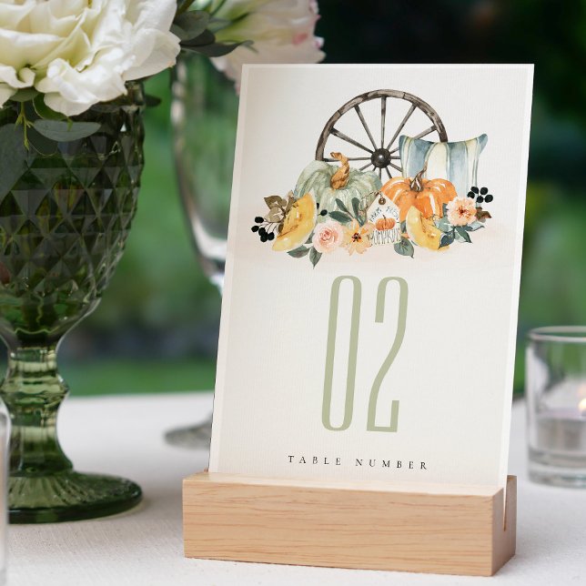 Tarjeta De Mesa Elegante Ruido Rústico Calabaza Leafy Rueda Floral (Subido por el creador)