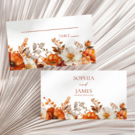 Tarjeta De Mesa Elegante Rústica Boda Floral Otoño