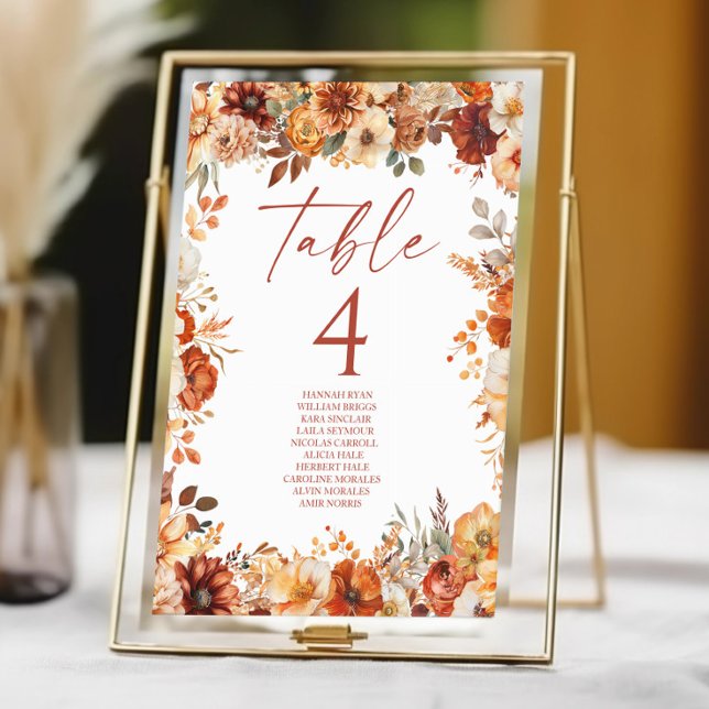 Tarjeta De Mesa Elegante Rústico Otoño Floral Boda (Subido por el creador)