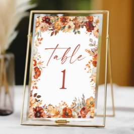 Tarjeta De Mesa Elegante Rústico Otoño Floral Boda