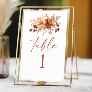 Tarjeta De Mesa Elegante Rústico Otoño Floral Boda