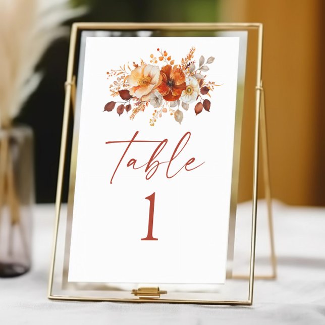 Tarjeta De Mesa Elegante Rústico Otoño Floral Boda (Subido por el creador)