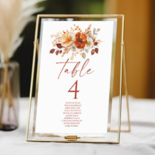 Tarjeta De Mesa Elegante Rústico Otoño Floral Boda
