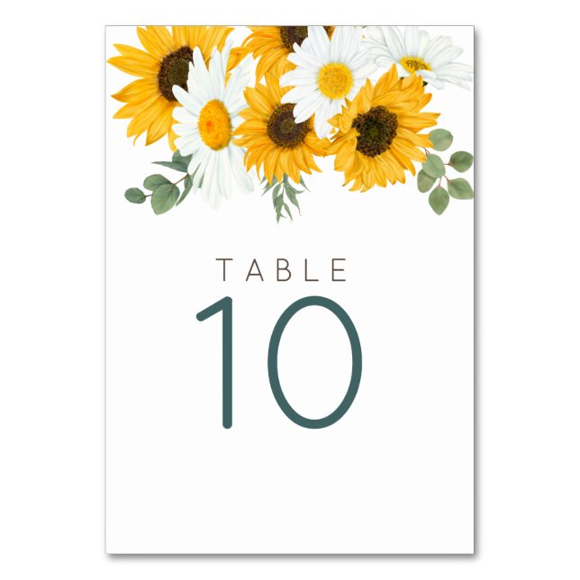 Tarjeta De Mesa Elegante Rústico Sunflowers Florals Botánico (Anverso)