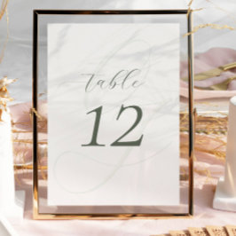 Tarjeta De Mesa Elegante Sage Green Script Boda Número de tabla