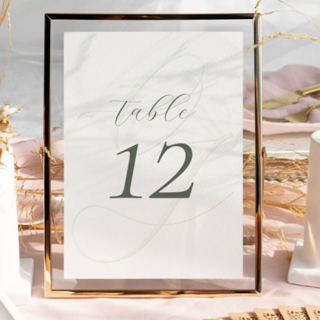 Tarjeta De Mesa Elegante Sage Green Script Boda Número de tabla (Subido por el creador)