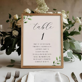 Tarjeta De Mesa Elegante Sage Greenery Boda