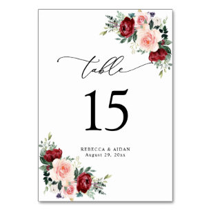 Tarjeta De Mesa Elegante Script acuarela Floral Table Number