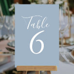 Tarjeta De Mesa Elegante Script Dusty Blue Table Numbers<br><div class="desc">Estos elegantes números de mesa azul polvoriento se pueden personalizar con letras blancas de moda. Diseñado por Thisisnotme©</div>