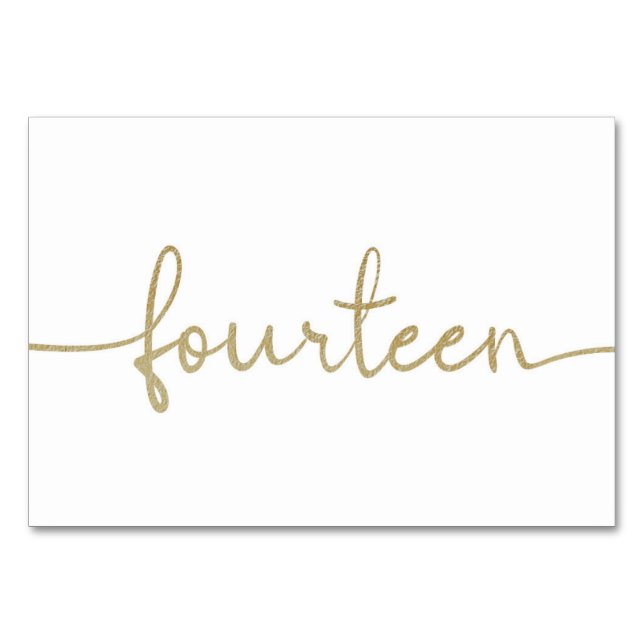 Tarjeta De Mesa Elegante Script Gold Boda 14/14 (Anverso)