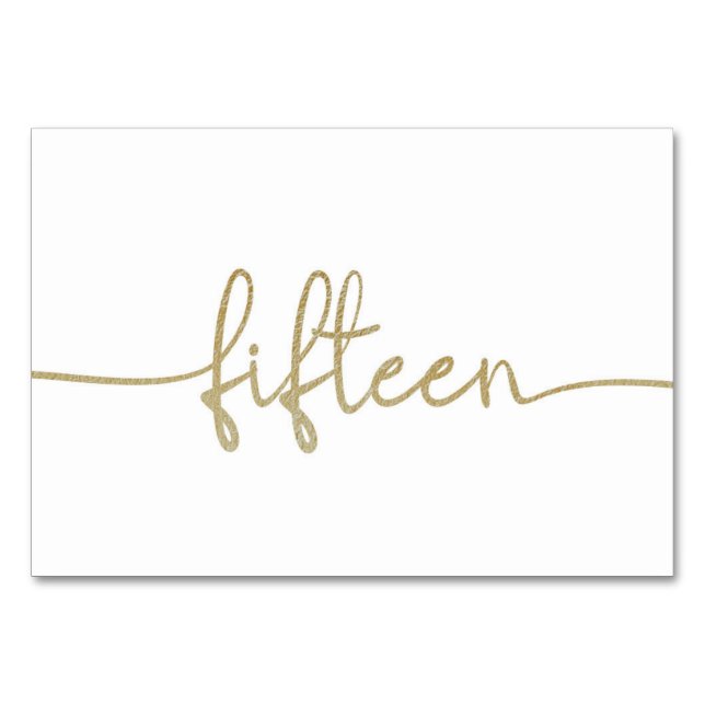 Tarjeta De Mesa Elegante Script Gold Boda 15/15 (Anverso)