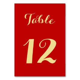 Tarjeta De Mesa Elegante Script Red Faux Gold Stylish Wedding Part