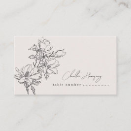 Tarjeta De Mesa Elegante Sencillo Con Flores De Arte De Líneas Y B