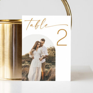 Tarjeta De Mesa Elegante simple escritura minimalista foto boda