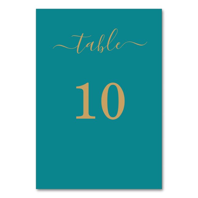 Tarjeta De Mesa Elegante simple Glam Script Gold Fiesta Verde azul (Anverso)