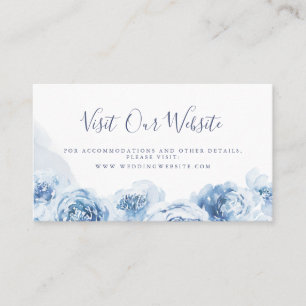 Tarjeta De Mesa Elegante sitio web boda floral azul Insertar tarje