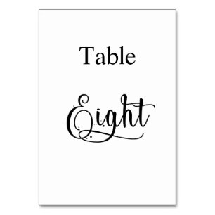 Tarjeta De Mesa Elegante tabla de caligrafía blanca negra ocho 8