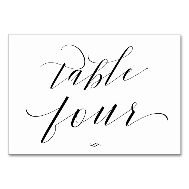 Tarjeta De Mesa Elegante Tabla de caligrafía de guión Cuatro Recep (Anverso)