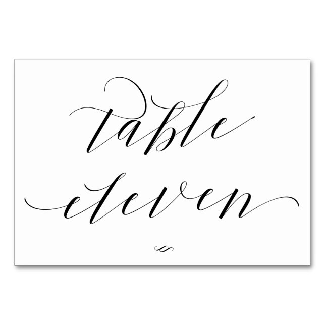 Tarjeta De Mesa Elegante Tabla de caligrafía de guión Eleven Recep (Anverso)