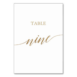 Tarjeta De Mesa Elegante Tabla De Caligrafía De Oro Nueve Número D