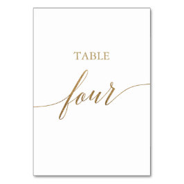 Tarjeta De Mesa Elegante Tabla de caligrafía de oro Número de cuat