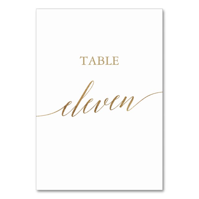 Tarjeta De Mesa Elegante Tabla de caligrafía de oro Número de tabl (Anverso)
