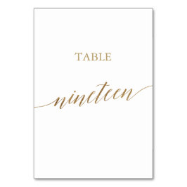 Tarjeta De Mesa Elegante Tabla de Caligrafía de Oro Número Diecinu