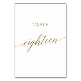 Tarjeta De Mesa Elegante Tabla De Caligrafía De Oro Número Diecioc
